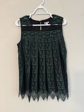 Green & Black Lace Tank Top